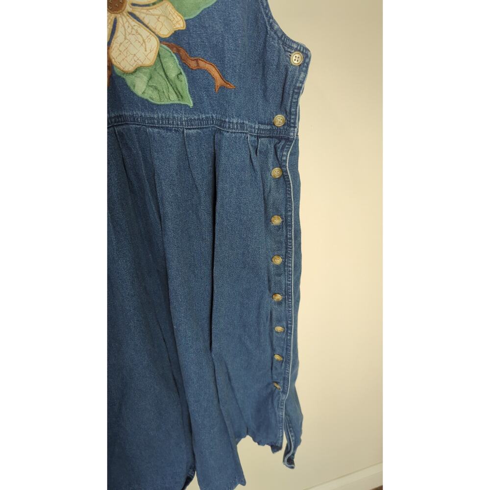 Vintage Blue J. Floral Denim Sleeve Midi Dress - Picture 3 of 5